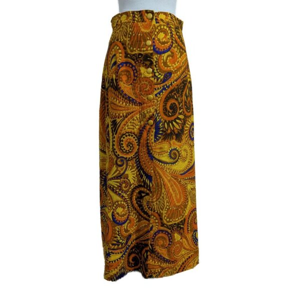 Vintage 1970s Barkcloth 100% Cotton Skirt by Beverly Vogue of California - Picture 1 of 7
